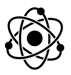 Icono negro de nucleo atomico