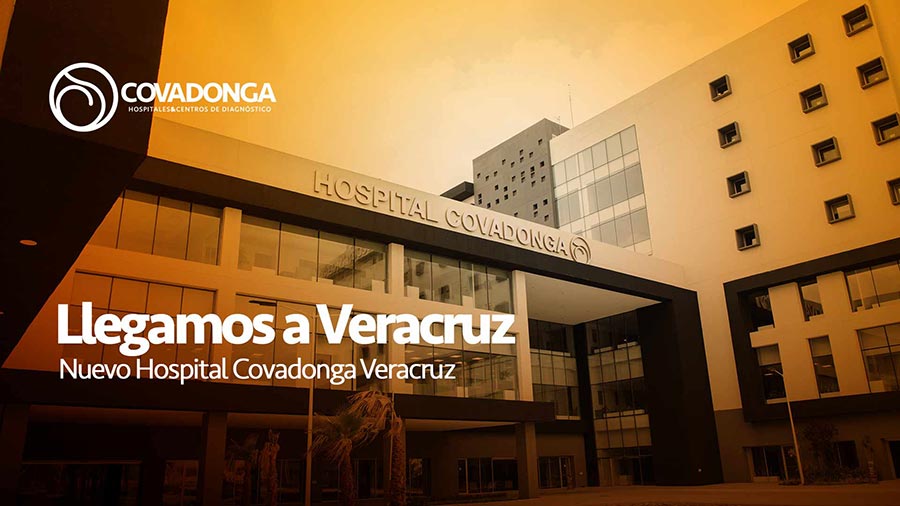 Nuevo hospital Covadonga Veracruz con leyenda "Llegamos a Veracruz"